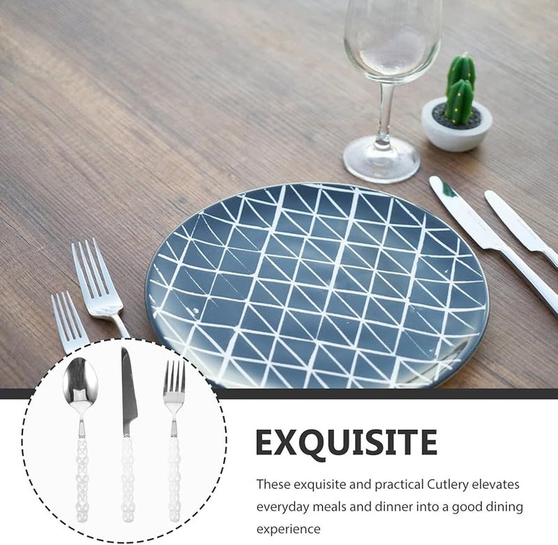 Stainless Steel Fork With White Pearl Handle Practical Elegant Tableware Easy To Clean - Image 4